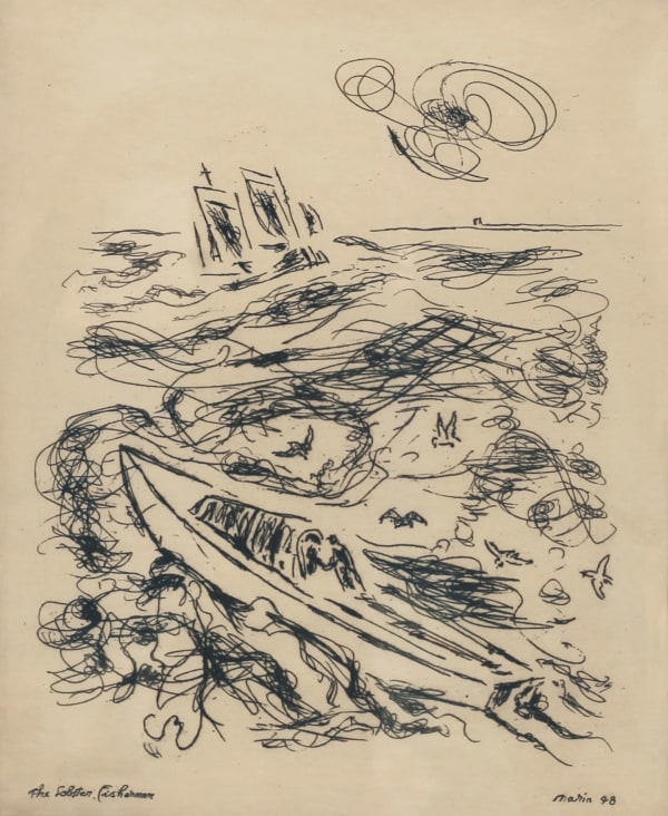 John Marin The Lobster Fisherman , 1948 Etching on Paper 9 x 7 in 22.9 x 17.8 cm