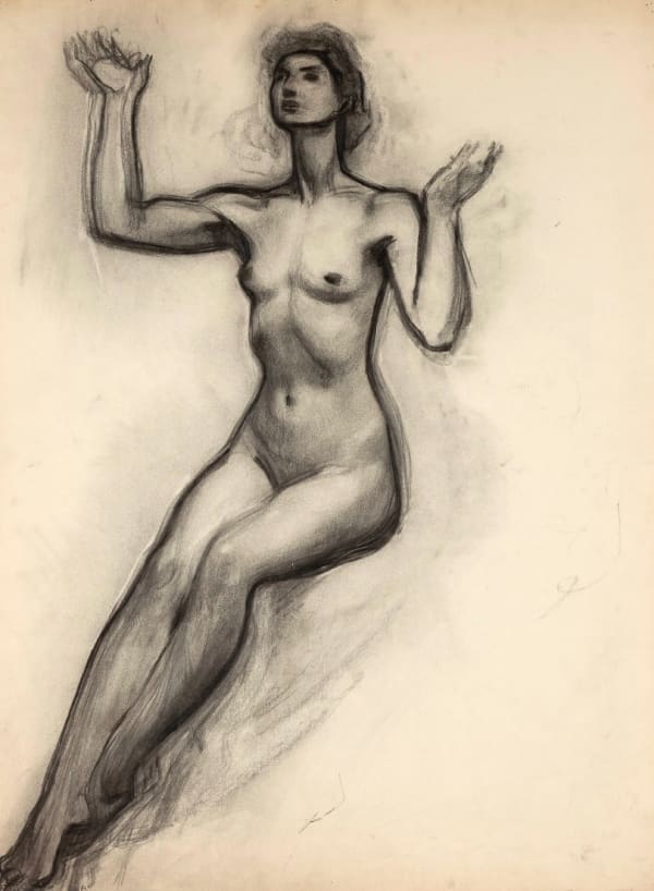 Suzanne Fabry (1904 – 1985), Female nude with arms raised, study of the artist