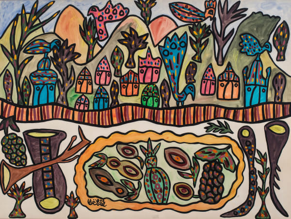 Baya Mahieddine, Village aux oiseaux, 1987