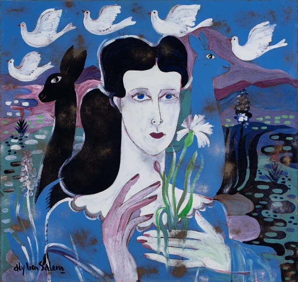 Aly Ben Salem, Woman Among Deer and Doves, Circa late 1950s/ early 1960s