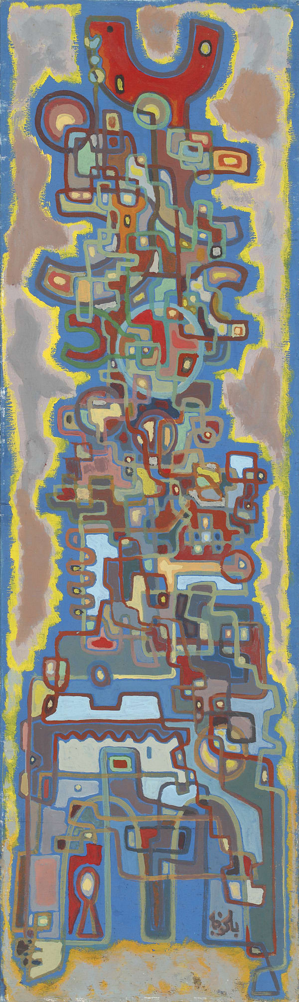 Nejib Belkhodja Untitled, 1963 Oil on wood panel 102 x 30.5 cm
