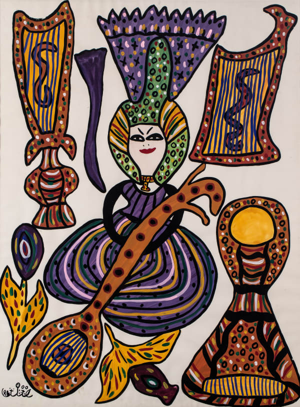 Baya Mahieddine, Femme au Oud et a la Cithare, 1984