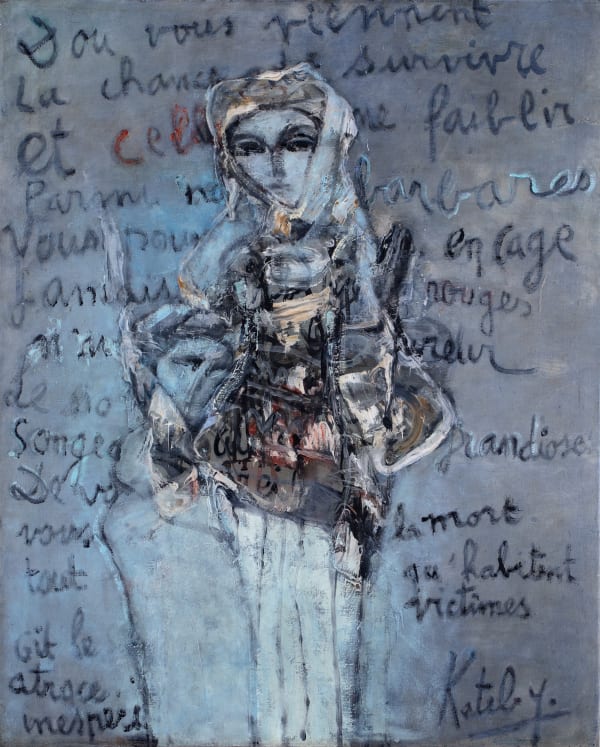 M'hamed Issiakhem, Femme sur poème (Kateb Yacine's poem), 1985