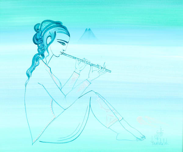 Jellal Ben Abdallah, Femme à la Flute et le Bou Kornine, 1965