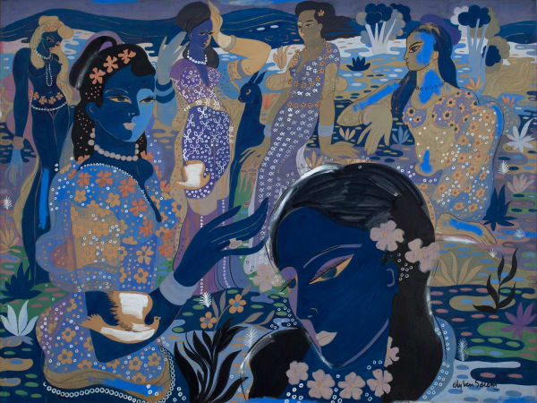 Aly Ben Salem, Paysage Onique Aux Femmes et Animaux, 1950