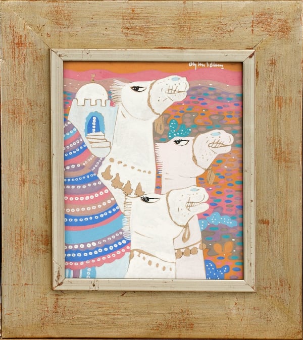 Aly Ben Salem, Composition with camels, Circa 1970s