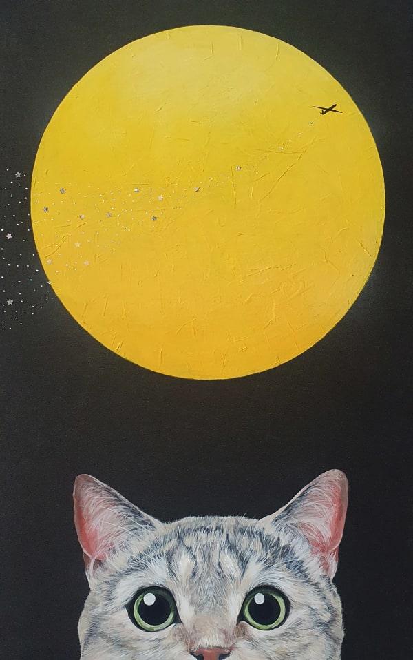 NAM JEA HYUN 별빛 여행 떠나기, 2023 장지에 채색, 자개 33.4 cm x 53 cm