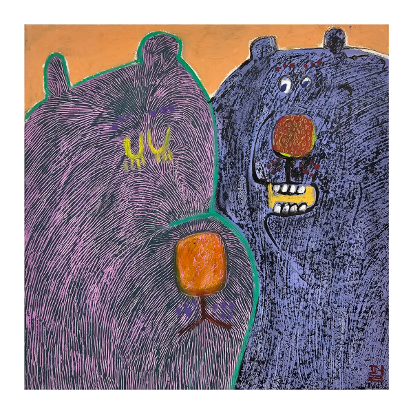 김펄 곰, 2023 종이에 혼합재료 20 x 20 cm