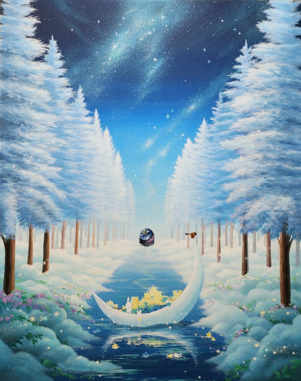 Crossing the Galaxy, 2025 acrylic gouache on canvas 72.7 x 90.9 cm