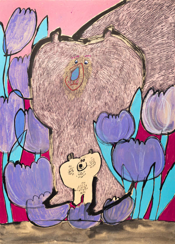 김펄 우와 예쁘지, 2024 종이에 채색 먹 혼합재료 54 x 39 cm
