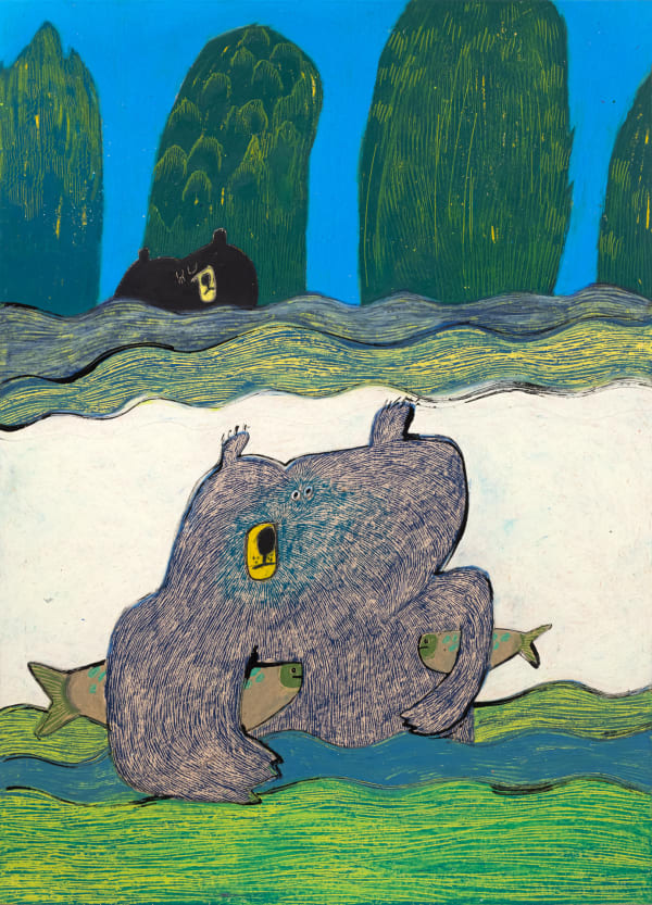 김펄 친구들, 2024 종이에 채색 먹 혼합재료 54 x 39 cm