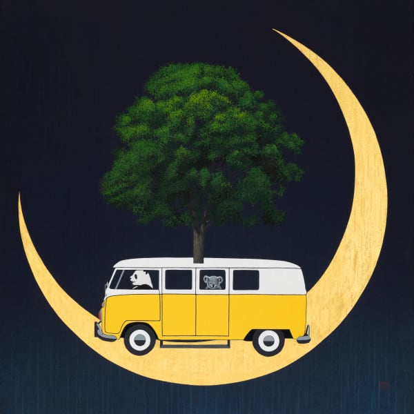 남재현 달빛 위 나무심기, 2024 장지에 채색 53 x 53 cm