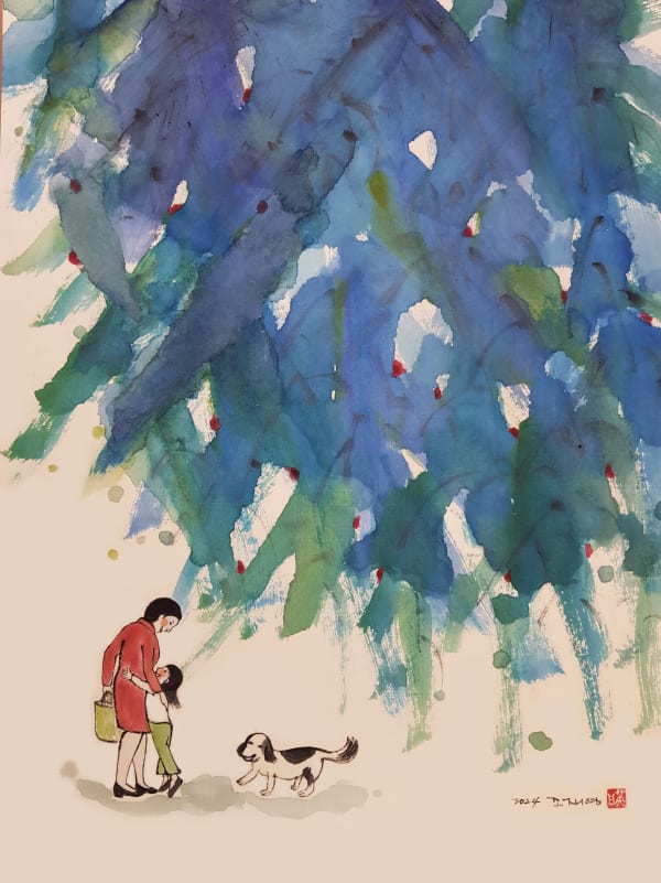조재영 우리엄마, 2024 화선지 위에 동양화 물감 46 cm x 35 cm