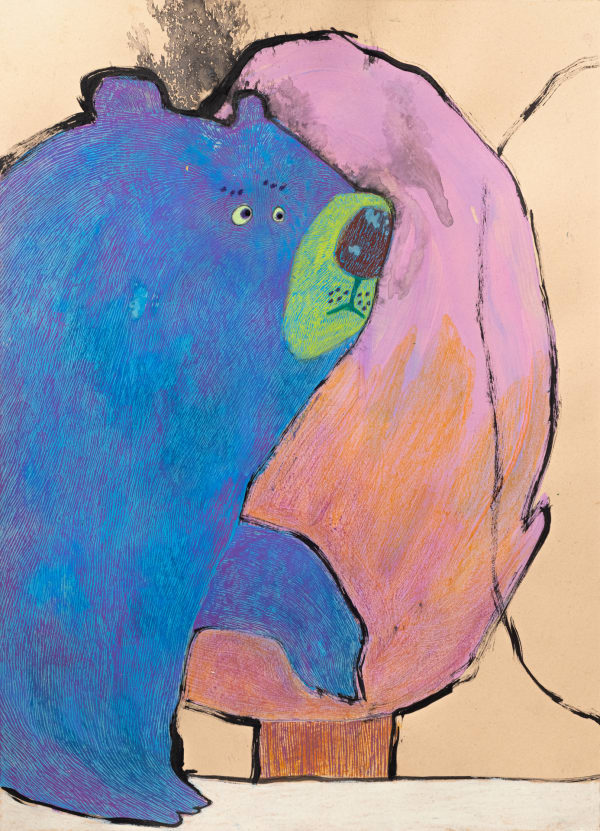 김펄 걸어가는 곰, 2024 종이에 채색 먹 혼합재료 54 x 39 cm