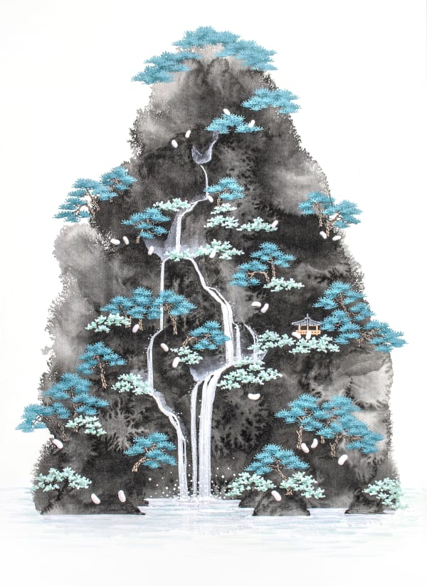 젤리빈낙도40 (Jelly Beans Happy Island 40), 2024 장지에 혼합재료 72.7 x 53 cm