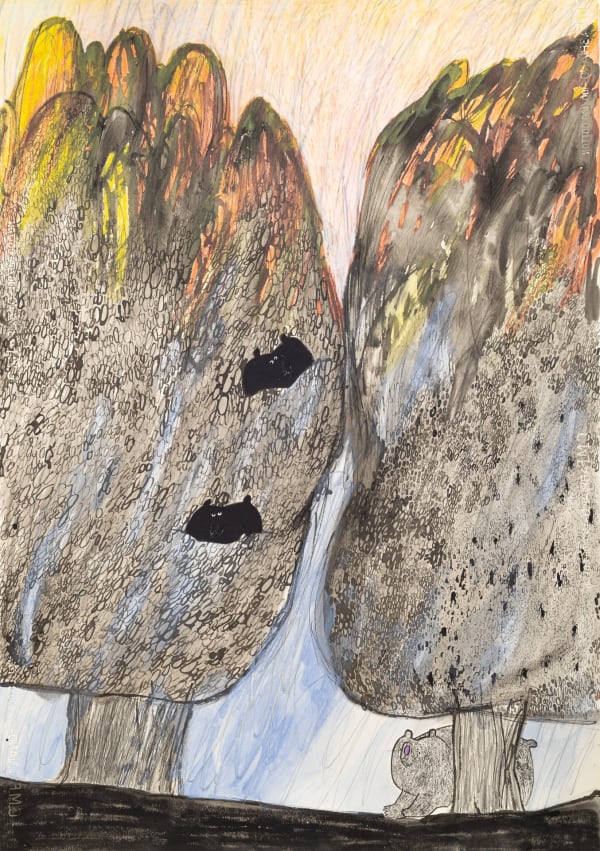 김펄 찬바람이 불기 시작하면, 2024 종이에 먹 채색 100 x 71 cm