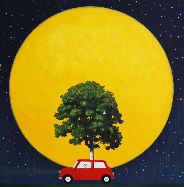 남재현 차 속 나무심기, 2025 장지에 채색 45.5 x 45.5 cm