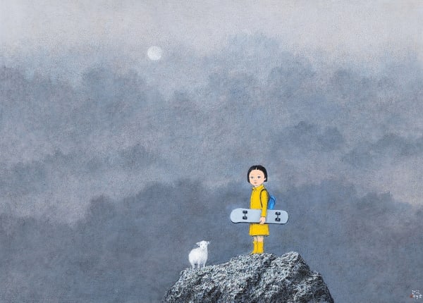 윤형호 새벽을 걷는 작은 별, 2022 mixed media on canvas 108 x 78 cm