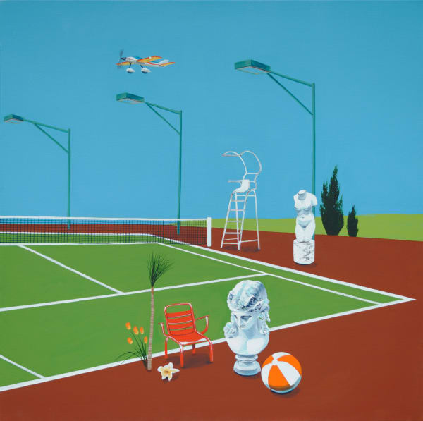 황다연 Tennis court_3, 2025 Acrylic gouache on canvas 37.6 x 37.8 cm