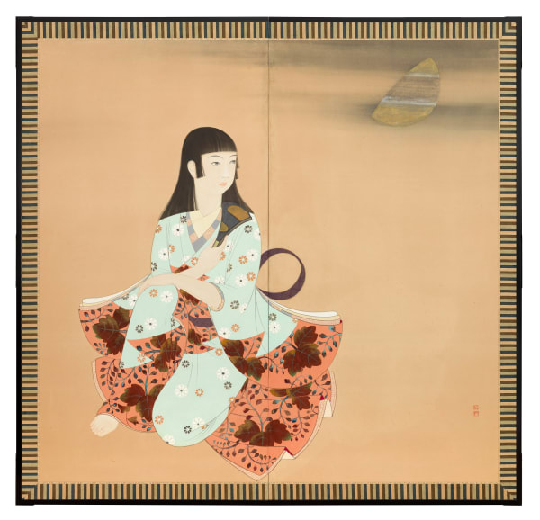 Seated Girl with Fan by Gibbous Moon