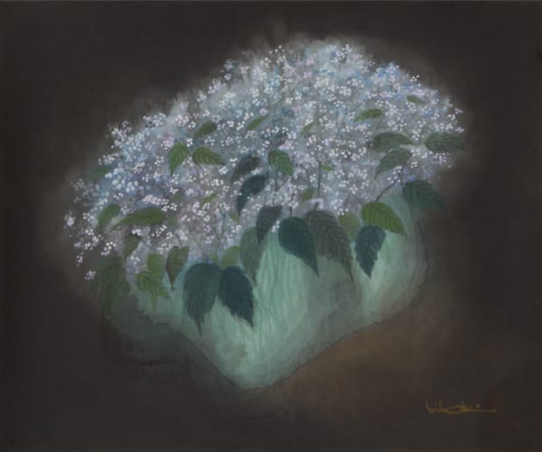 Green Planter with White Flowers