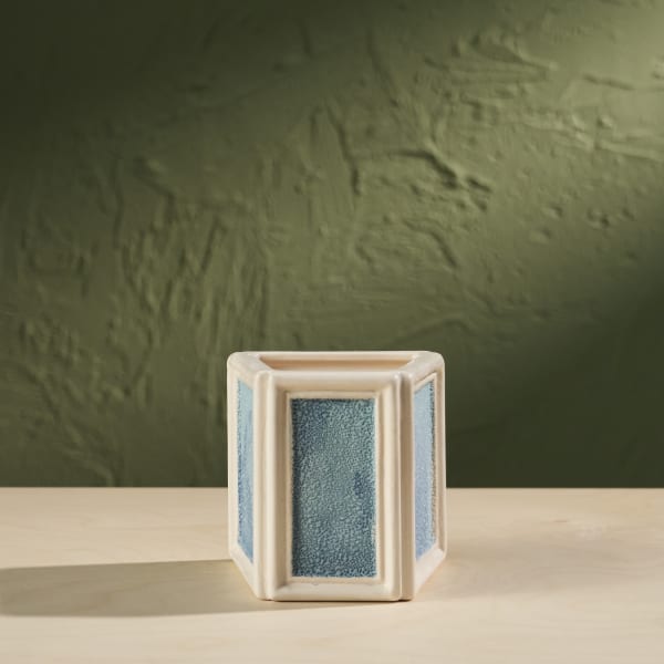 Eunsol Kim, 'Window' Series W2, Glazed Ceramic Sculpture in Beige and Blue, The Netherlands, 2025