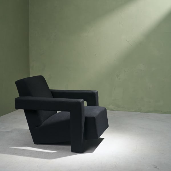 Gerrit Rietveld, Early 'Utrecht' Chair for Metz & Co in Black Upholstery, 1936