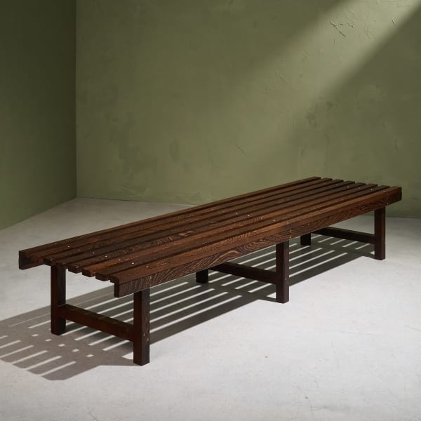 Architectural Slatted Bench in Solid Wengé, The Netherlands, 1960s