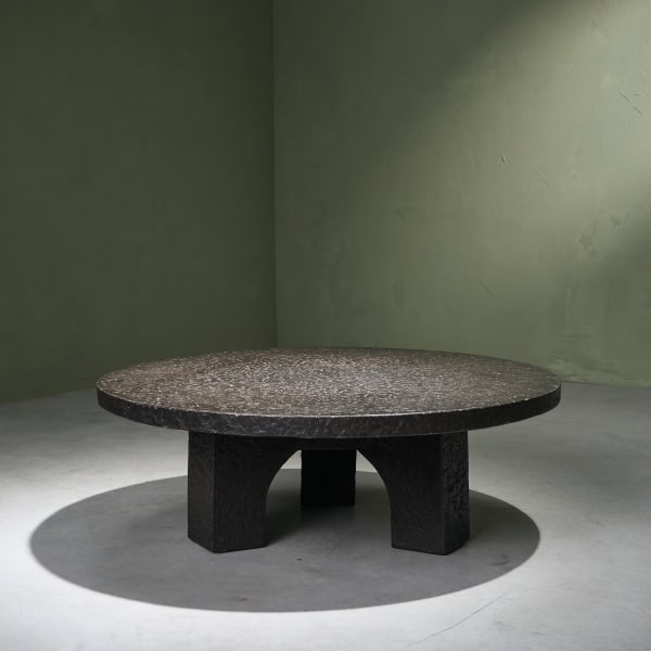Circular Brutalist Coffee Table in Stone Composite Resin, Europe, 1970s