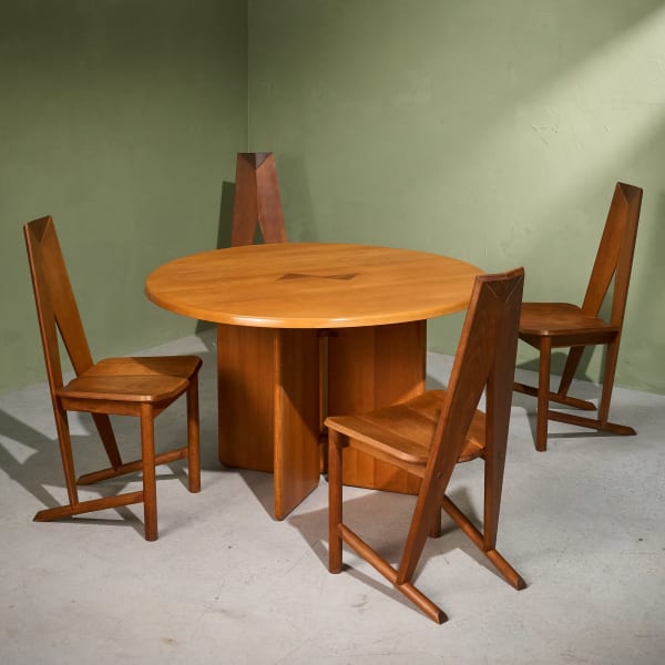 Søren Nissen and Ebbe Gehl, Dining Set, 4 Chairs with Extendable Dining Table, for Seltz, France, 1980