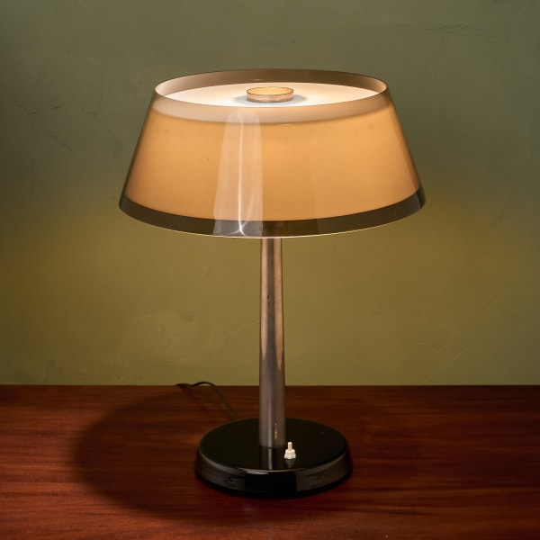 Yki Nummi, Tuomas Desk Lamp with Brown Shade, Finland, 1950s