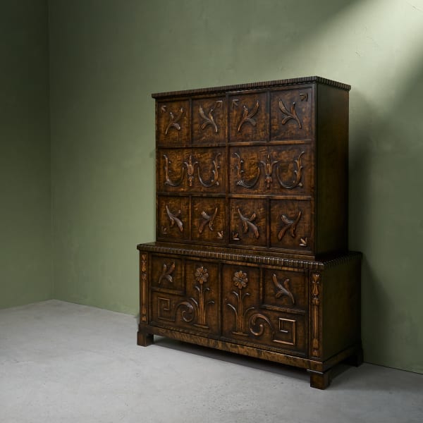 A.B. Svenska Möbelfabrikerna Bodafors, Cabinet with Decorative Carvings in Stained Birch , 1920/30s