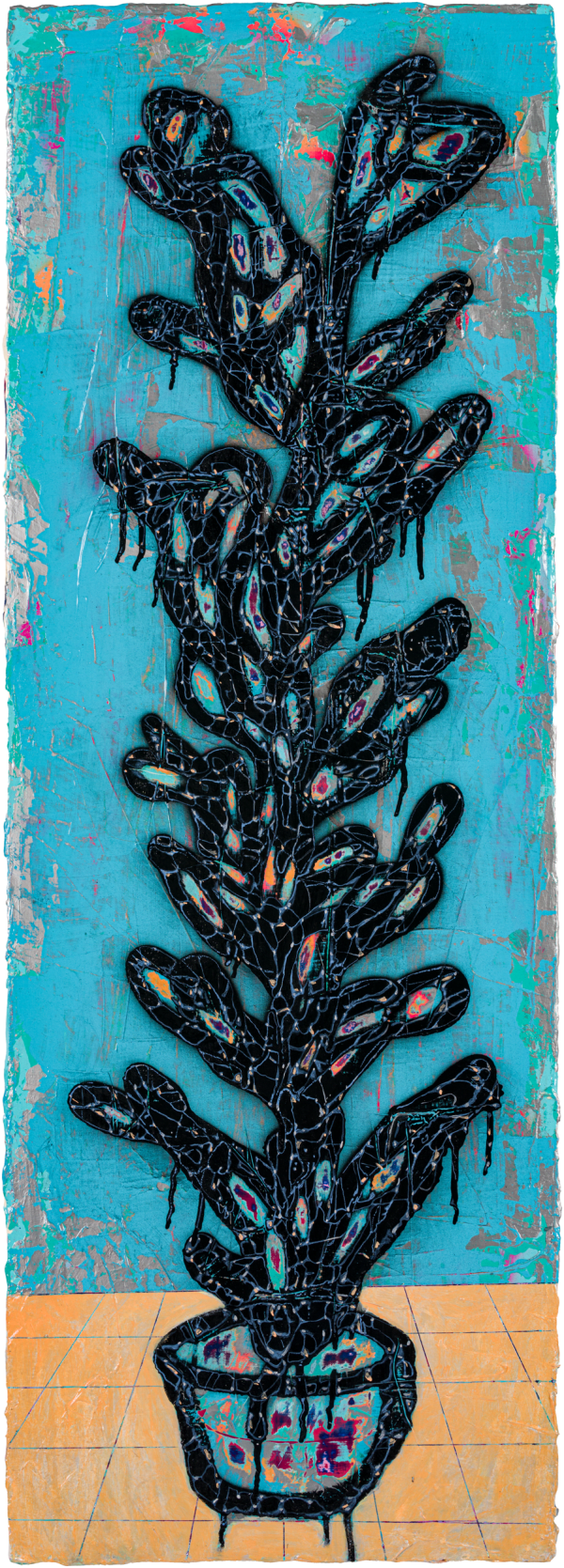 劉文豪 LIU Wen Hao 光能滲透的縫隙 I The Cracks Where Light Gets Through I, 2024 壓克力顏料、噴漆/畫布 Acrylic and spray paint on canvas 121 x 42 cm
