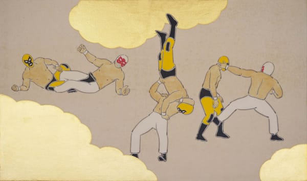 森博幸 Hiroyuki MORI VS 1, 2021 礦物顏料、粒膠、墨、金箔/紙 Mineral pigments, glue, ink and gold foil on paper 9 5/8 x 16 1/4 in 24.5 x 41.3 cm