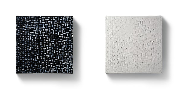 洪藝真 Yi-Chen HUNG 無題 Untitled, 2009 壓克力顏料/畫布+烤漆/玻璃纖維 Acrylic on canvas / spray paint on FRP 11 3/4 x 11 3/4 x 1 1/8 in/ each, set of 2 30 x 30 x 2.8 cm/ each, set of 2