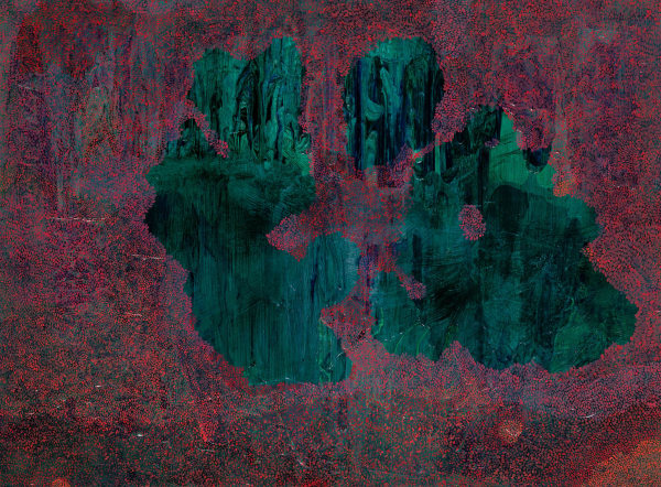 王玫玲 Mei Ling WANG 桃花源記 Land of Peach Blossoms, 2016 壓克力顏料、批土/畫布 Acrylic and putty on canvas 38 1/4 x 51 1/8 in 97 x 130 cm