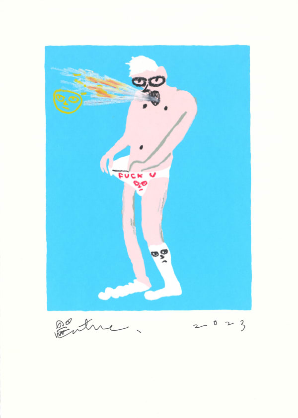 桑拿大可 Sangna Take 享受生活-19 Enjoy Life-19, 2023 絹印、壓克力顏料/紙 Silkscreen and acrylic on paper 50 x 35.5 cm