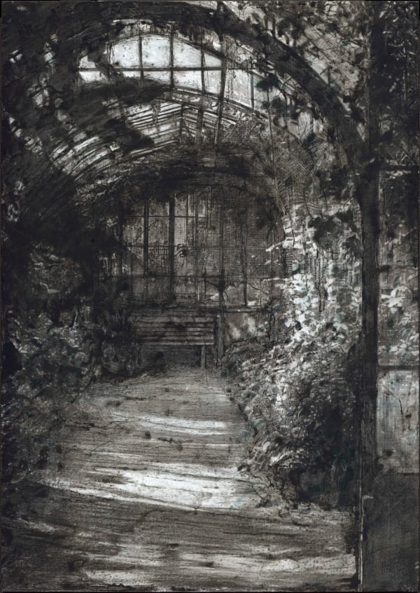 黃至正 HUANG Chih Cheng 搖籃 Cradle, 2024 墨、顏料墨水、水性顏料、銀箔、韓國壯紙 Ink, pigment ink and watercolor on silver foil and jangji paper 53 1/2 x 38 1/4 in 136 x 97 cm