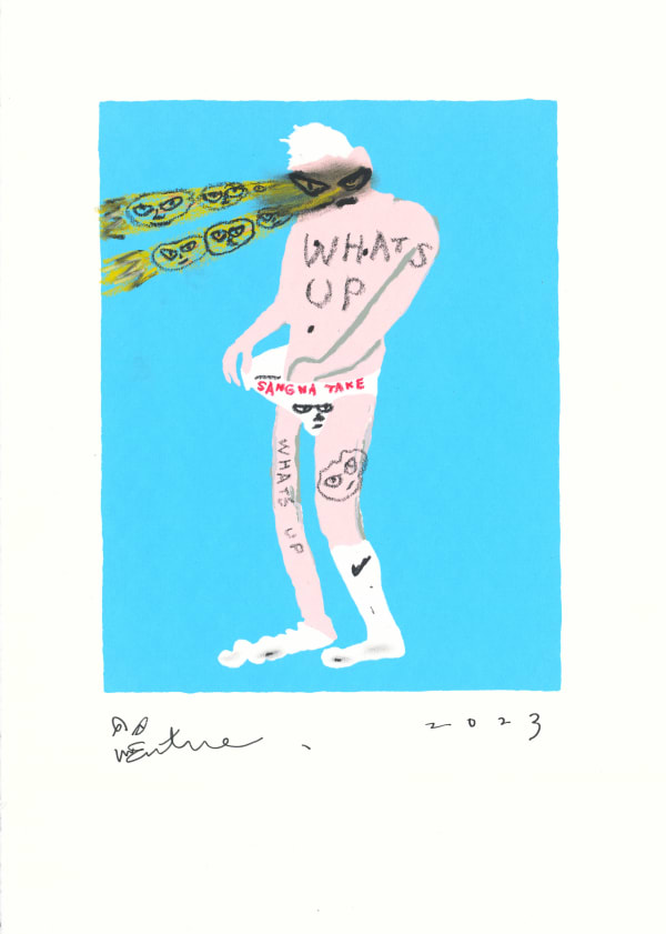桑拿大可 Sangna Take 享受生活-3 Enjoy Life-3, 2023 絹印、壓克力顏料/紙 Silkscreen and acrylic on paper 50 x 35.5 cm