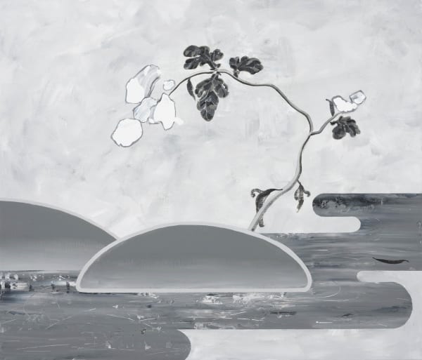 品川亮 RYO SHINAGAWA 菊花流水圖 Water stream and chrysanthemum, 2023 壓克力顏料/畫布 Acrylic on canvas 29 1/2 x 34 1/2 in 75 x 87.5 cm