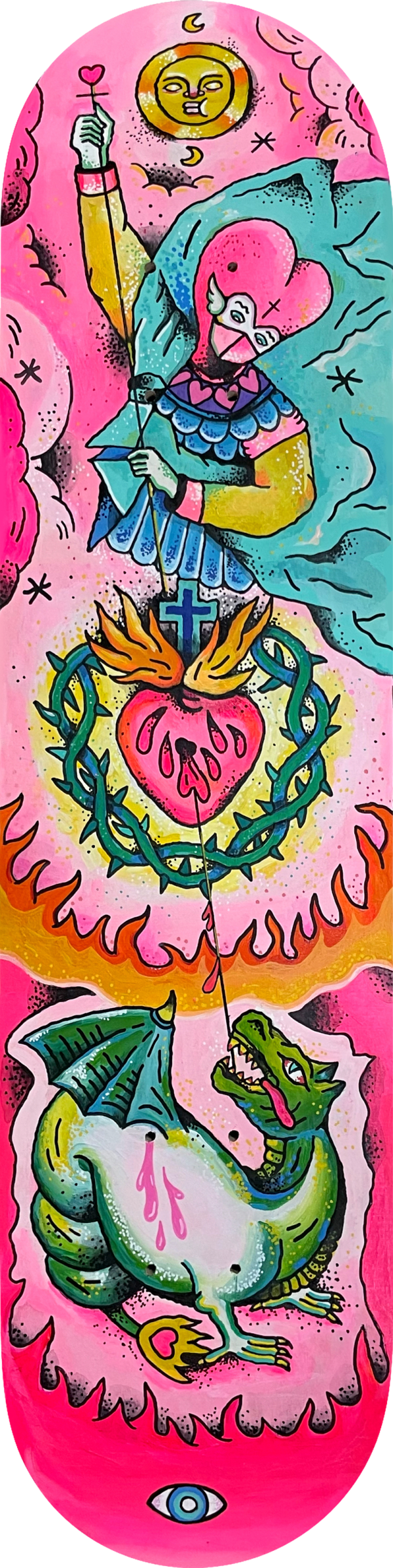 喇叭吮 Laba 聖鬥 Love battle , 2023 壓克力顏料／木板 Acrylic on woodboard 31 1/2 x 7 7/8 in 80 x 20 cm