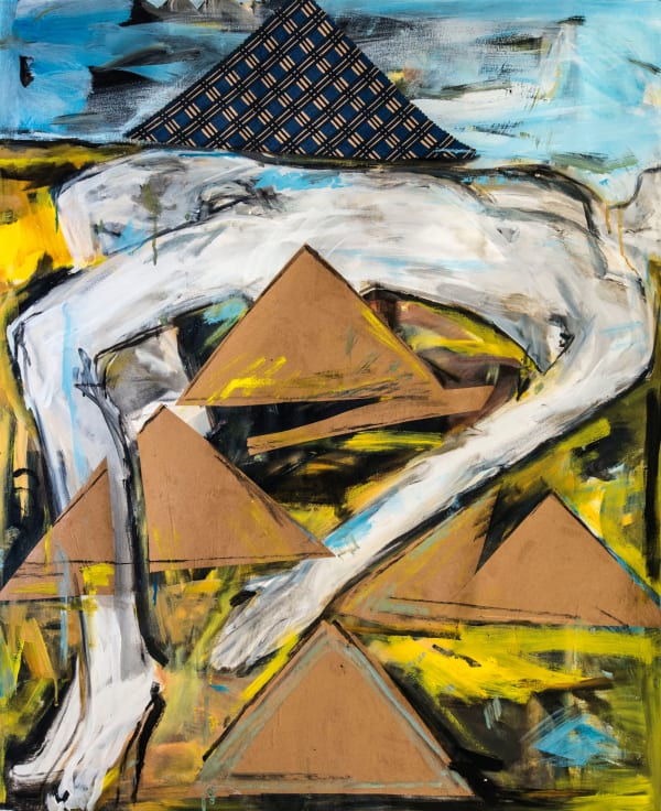 顧福生 Fu-Sheng KU 金字塔 Pyramids, 1993 綜合媒材／畫布 Mixed media on canvas 40 1/8 x 33 7/8 in 102 x 86 cm