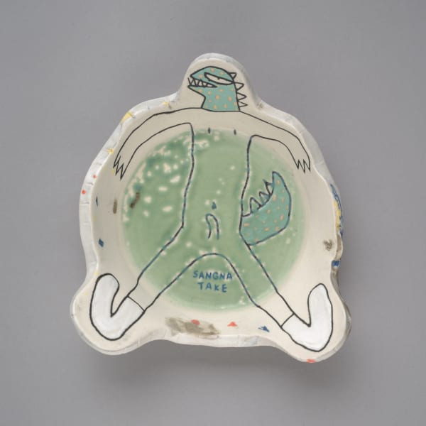 桑拿大可 Sangna Take 泡澡-7 Take a Bath No.7, 2024 陶瓷、化妝土、釉 Clay, engobe, glaze 14 x 11 x 2.5 cm