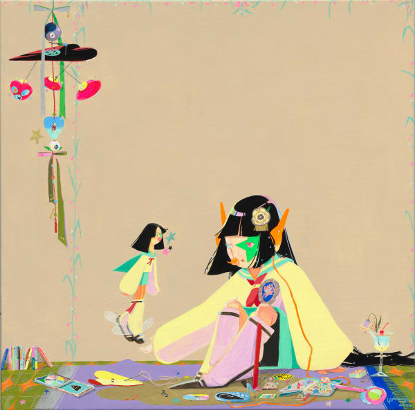 李冠王真 LIKUANZHEN 自言自語 Conversation with Younger Self, 2024 壓克力顏料／畫布 Acrylic on canvas 60 x 60 cm