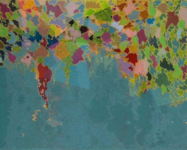 王玫玲 Mei Ling WANG 花花世界 The Teeming World, 2018 壓克力顏料、批土/畫布 Acrylic and putty on canvas 51 1/8 x 63 3/4 in 130 x 162 cm
