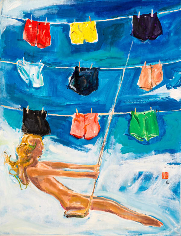 顧福生 Fu-Sheng KU 洗衣天 Laundry Day, 1999 油彩/畫布 Oil on canvas 18 1/8 x 14 1/8 in 46 x 36 cm