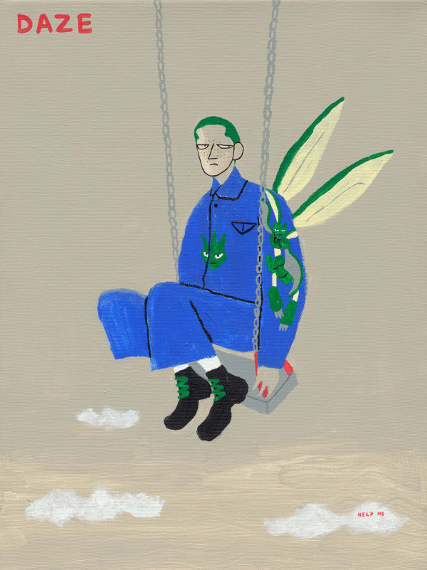 桑拿大可 Sangna Take Pokemon x Bottega Veneta-飛天螳螂 Pokemon x Bottega Veneta-Scyther, 2022 壓克力顏料／畫布 Acrylic on canvas 15 3/4 x 11 3/4 in 40 x 30 cm