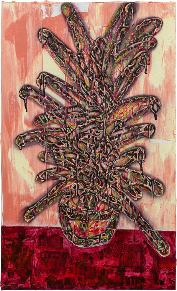 劉文豪 LIU Wen Hao 右右 Right, Right!, 2023 壓克力顏料、噴漆/畫布 Acrylic and spray paint on canvas 69 x 42.5 cm