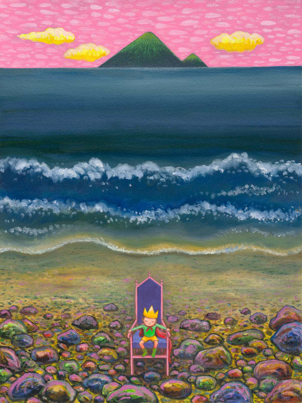 幾米 Jimmy Liao 小王子的寶座-4 The Throne of the Little Prince-4, 2022 壓克力顏料／紙 Acrylic on paper 76 x 56 cm