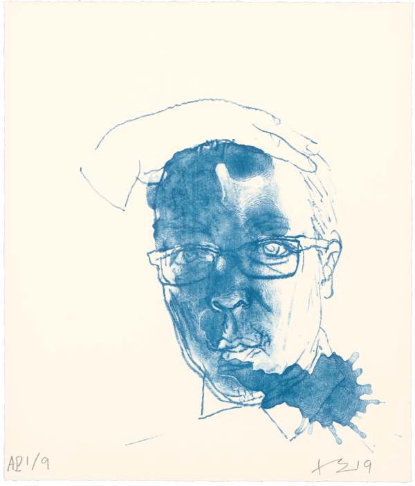 刘小东 LIU Xiaodong, 蓝色自画像 Blue Self Portrait, 2019